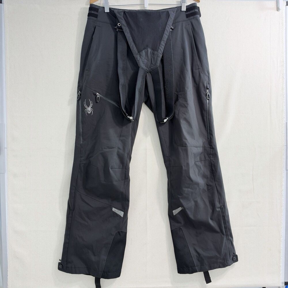 Spyder Men’s Medium Black Ski Snow Pants Bib Suspenders Waterproof Insulated